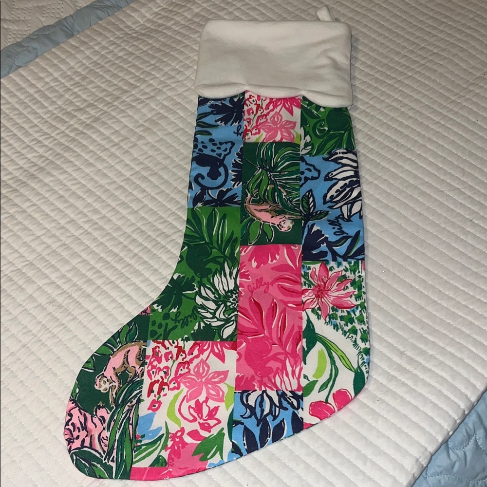 Lilly Pulitzer Pink and Green Holiday Stocking